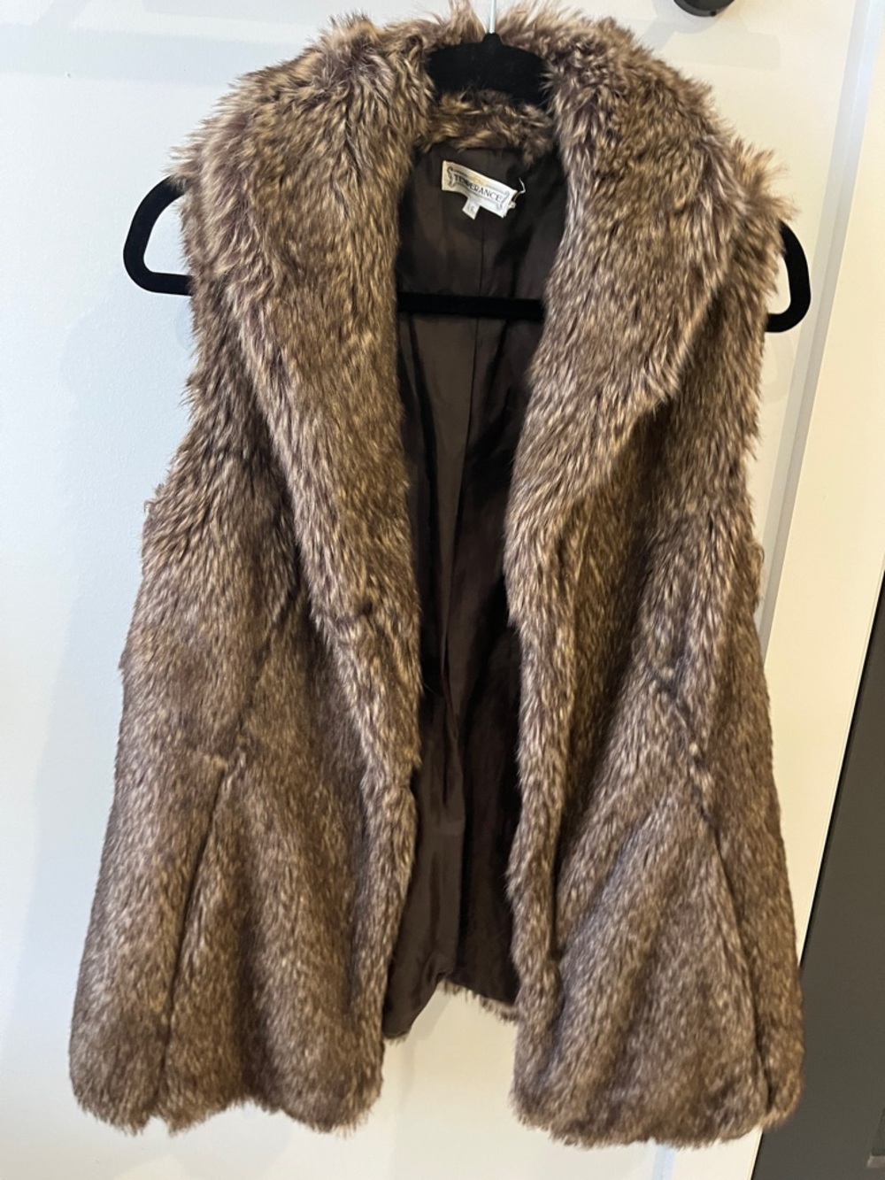 Faux Fur Brown Vest with Shawl Collar - Women’s Cozy Layer
